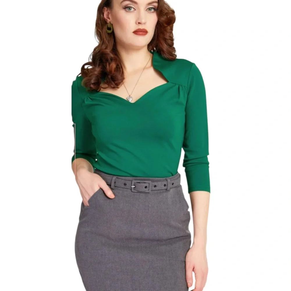 Voodoo Vixen Green Blouse - Picture 1 of 8